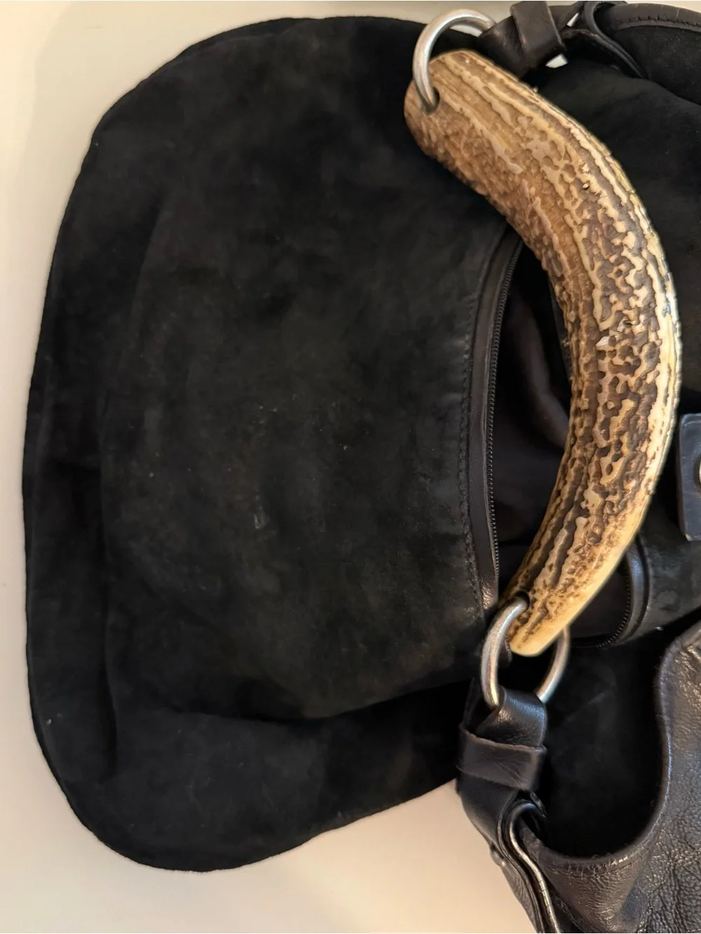 Vintage YSL Yves Saint Laurent Mombasa Leather Hobo Bag Horn Handle Tom Ford